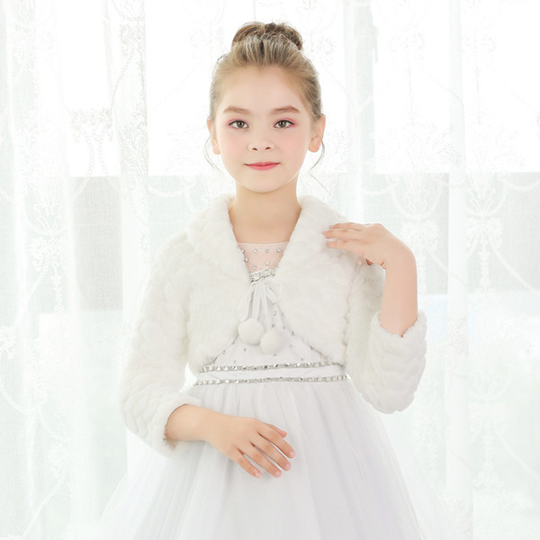 Cony Hair Ivory Flower Girl Dress Accessories Warm Long Sleeves Girls Capes and Jackets Free Shipping