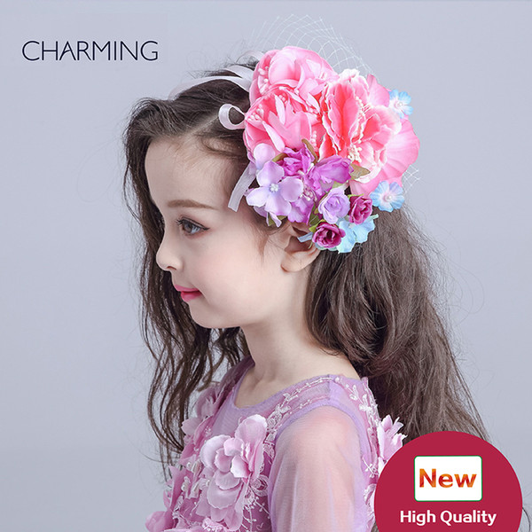 Hair flower korean Kids beauty contest And wedding hair tiara Kids dresses for girls Best flower girl Product supplier china