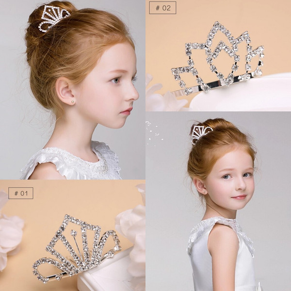 Crystal Diamond Girls Headpieces Kids Crown for Flower girl Rhinestone Girls Head Pieces Junior Bridesmaid Wedding Accessories Headband