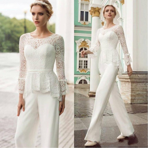 Gorgeous Mother 's Pants Suit With Lace Up Long sleeves Sash Ribbon Floor Length Jumpsuit Wedding Guest dresses Formal Evening Party Wears