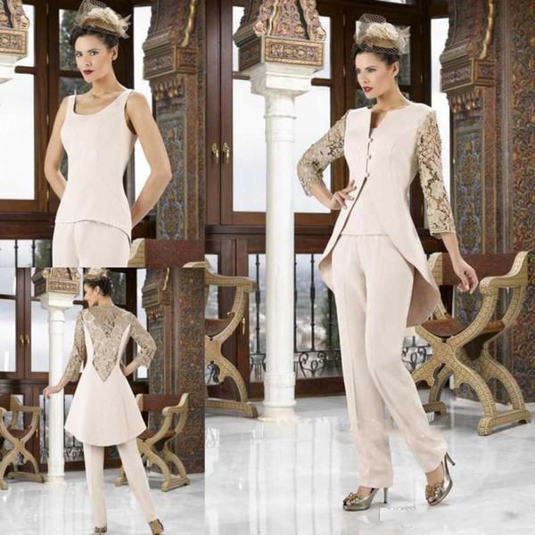 New Jumpsuits Mother Of The Bride Pant Suits With Jacket Lace Wedding Guest Dress Plus Size Custom Made Mothers Groom Dresses