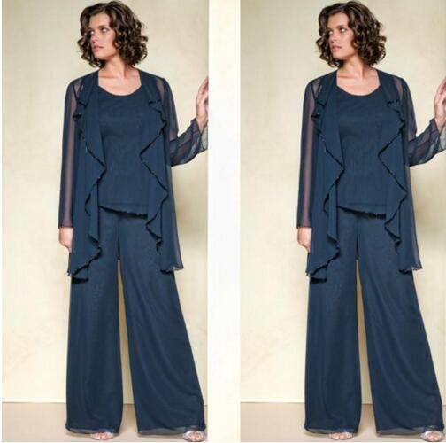 Chiffon Mother Of The Bride Pant Suits Mother Of The Bride Pant Suitsr Long Sleeve Custom Made Plus Size Mother Pant Suits