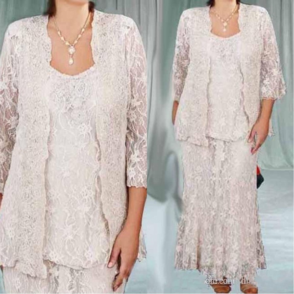 Elegant Ankle Length Full Lace Plus Size Mother Of The Bride Dresses Sheath Mother's Wedding Gowns Plus Size Mothers Groom Dress