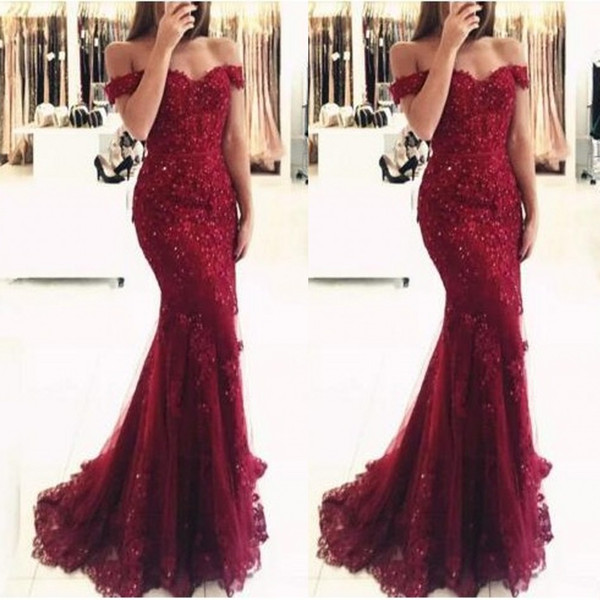 New Elegant Off the Shoulder Beaded Mermaid Mother Dresses Short Sleeves Lace Appliques Floor Length Formal Evening Prom Custom Made BA3809