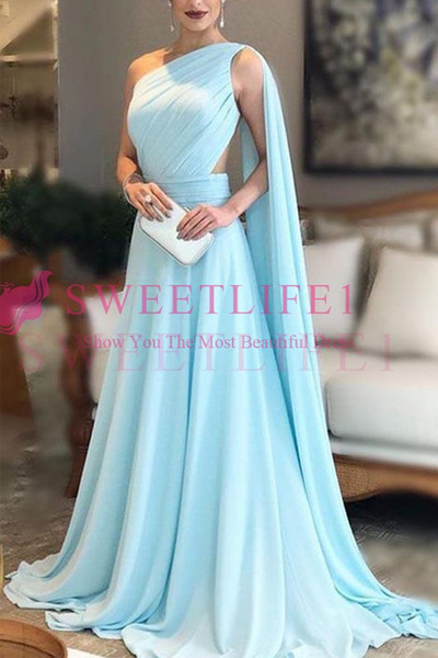 Ligh Sky Blue Chiffon Mother Of The Bride Dresses With Wrap A Line Floor Length Formal Evening Occasion Mother Prom Party Wear