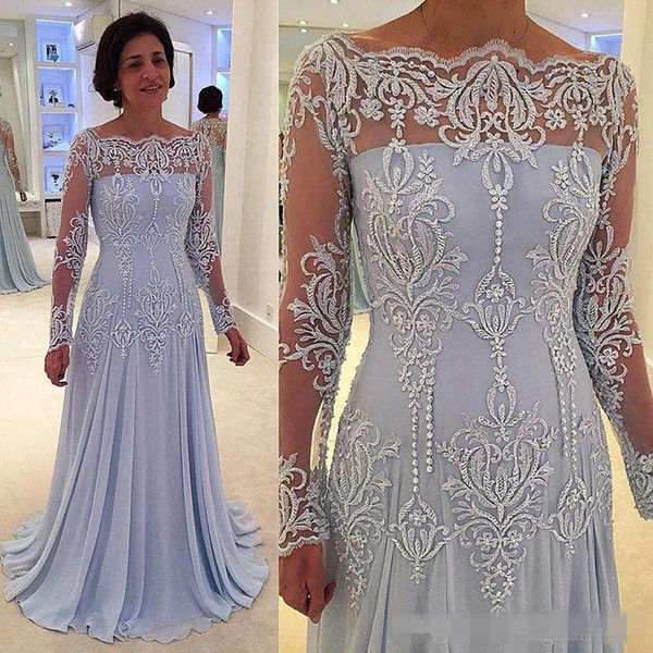 Vintage Long Sleeves Mother of Bride Groom Dresses Off Shoulders Lace Embroidery Beaded Elegant Mother Dresses Floor Length