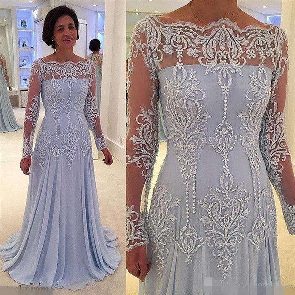 New Long Sleeves Formal Mother Of The Bride Dresses Off Shoulder Appliques Lace Pearls Mother Dress Evening Gowns Plus Size Customized