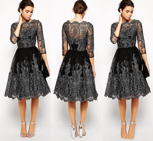 New Short Lace Appliques Mother of Bride Groom Dresses Evening Dress Half Sleeves A Line Bateau High Quality Mother Dresses