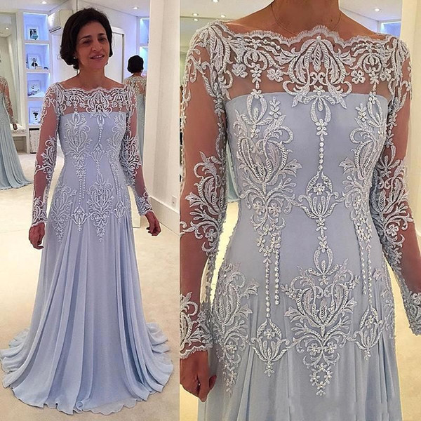 New Long Sleeves Formal Mother Of The Bride Dresses Off Shoulder Appliques Lace Pearls Mother Dress Evening Gowns Plus Size Customized