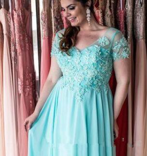 New Plus Size Mother of the Bride Dresses Short Sleeve Appliques Lace Chiffon Long Formal Gowns Custom Made for Wedding Party