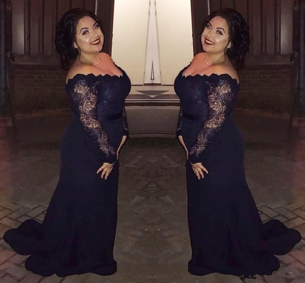 Sexy elegant plus size long sleeves mother of the bride black girl African lace fabric evening gowns for wedding party guest dresses