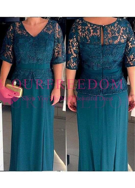 Elegant 3/4 Long Sleeve Mother Dresses A Line Jewel Neck Floor Length Mother Of The Bride Dresses Formal Evening Occasion Wear