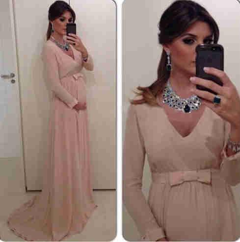 Chic elegant A-line mother of the bride dresses plus size Cheap sweep train Maternity long Sleeve Chiffon Summer Pregnant Bridal Gowns