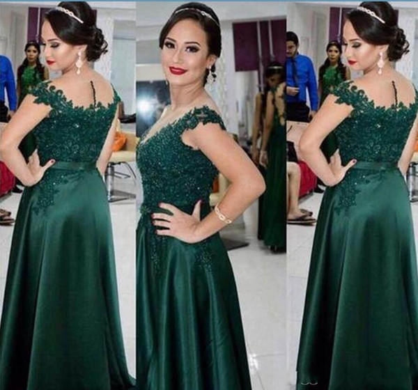 Hunter Green Mother Of The Bride Dresses Sleeveless Lace Beading Appliques Formal Evening Dresses A-Line Party Gown Mother's Dresses