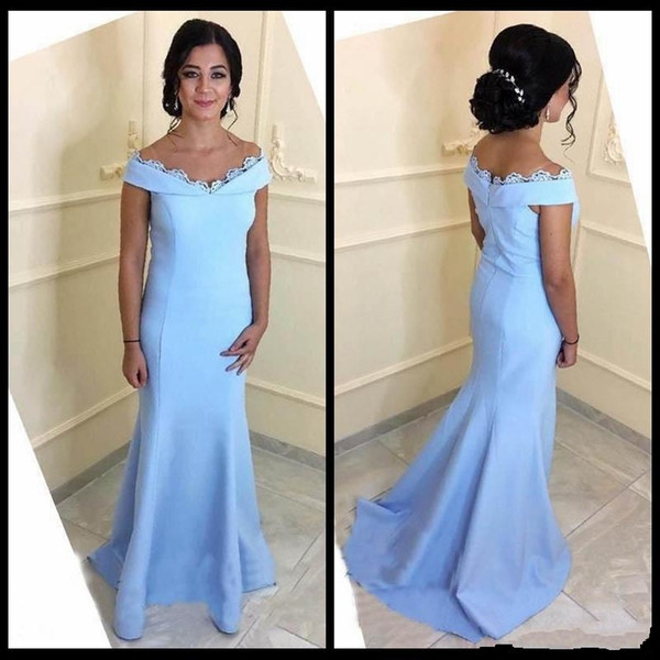 Elegant Long Mermaid Mother Of The Bride Dresses Off Shoulder Cap Sleeve Lace Satin Wedding Guest Dress Arabic Party Evening Gowns wear