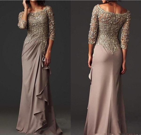 Modest Evening Dresses Elegant Sheer Lace Mother of the Bride Groom Dresses Formal Arabic Party Gowns with Long Sleeves Floor Length