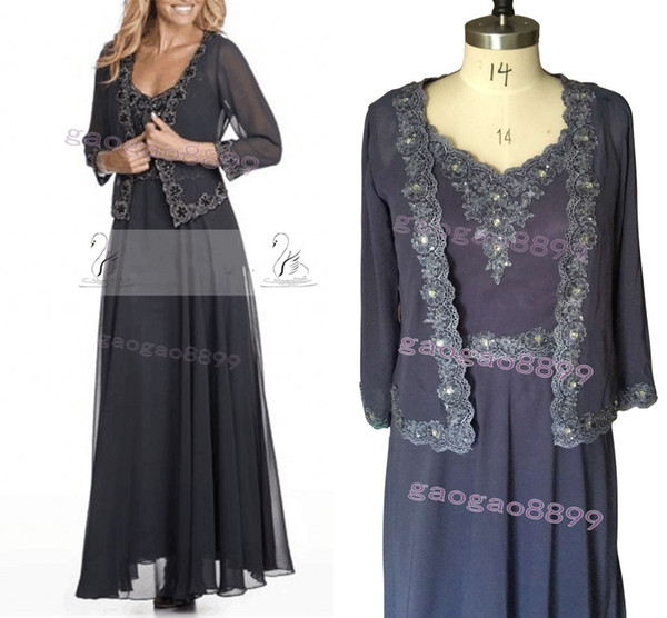 Real Picture 2016 Chiffon Cheap Mother Of the Bride Dresses Lace Collar Sleeveless with Jacket Custom Made Formal Evening Dresses