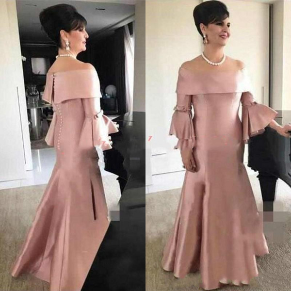 Vintage Noble Bateau Neck Plus Size Mother Formal Wear Dusty Pink Evening Party Wedding Guest Dress Mother Of The Bride Dress Suit Gowns