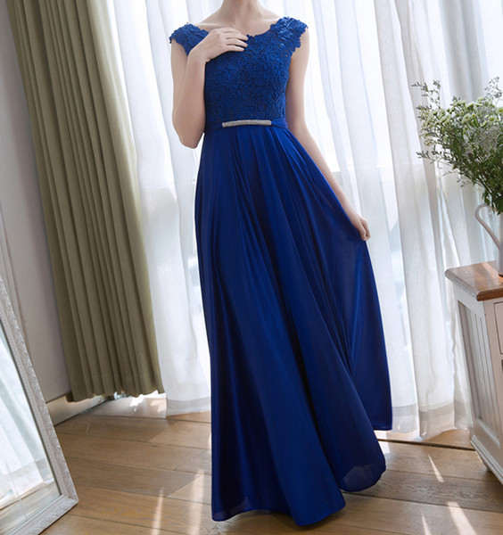 Elegant Blue Mother of the Bride Dresses Satin with Lace Zipper Back Long Mother of the Bride Dress Cheap