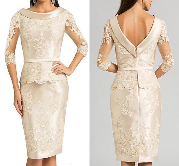 Stunning 3/4 Long Sleeve Mother Formal Wear Applique Lace Mother of groom Gowns Evening Wear Mother Of The Bride Dress