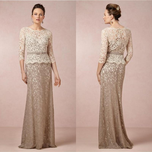 Modest Half Sleeve Mother Dresses Jewel Neck with Sash Floor Length Mother of the Bride Dress