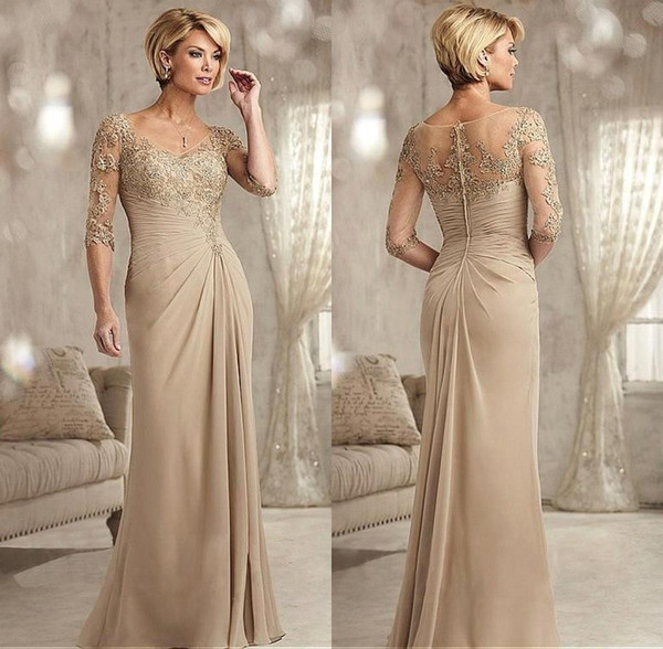 Elegant Half Sleeve V Neck Mermaid Mother Dresse Lace Appliques Mother of the Bride Dress Women Formal Wear BC1525