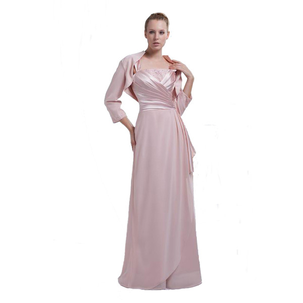 Modest Mother of the bride Dress Chiffon Long Length Beaded Professional Designer Dress Mum With Jacket