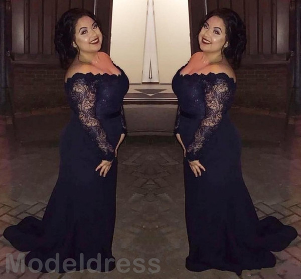 Plus Size Mother Of The Bride Dresses Long Sleeves Off Shoulder Sweep Train Long Women Prom Party Gowns Mother Wedding Guest Gowns