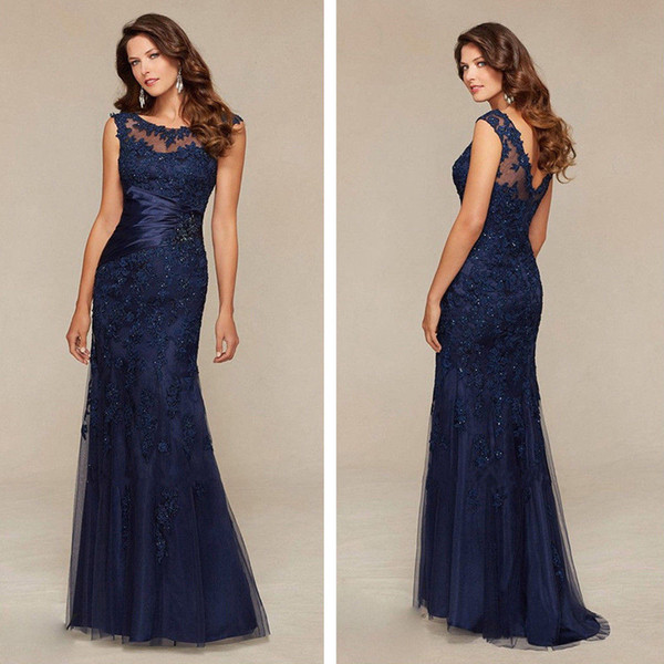 Mingli Tengda Royal Blue Mother of the Bride Dresses Mermaid Beaded Lace Groom Long Evening Dresses Mother Dresses for Wedding