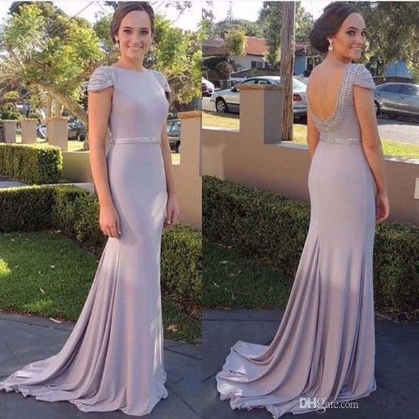 Simple Purple Backless Mermaid Evening Dress Formal Prom Party Dresses Elegant Vestidos De Festa Mother Of The Bride Dresses