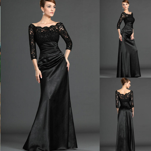 Modest Evening Dresses Elegant Sheer Lace Mother of the Bride Groom Dresses Formal Arabic Party Gowns with Long Sleeves Floor Length 396