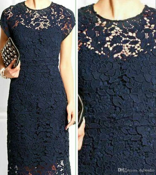 Dark Navy Mother of the Bride Dresses Lace Party Dresses Knee-Length 2017 New Arrival Summer Party Dresses Cheap Mother of the Bride Gowns