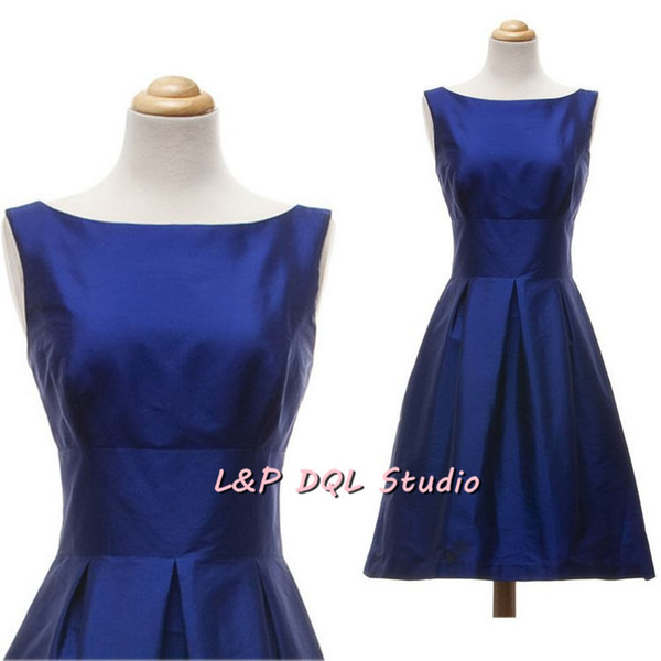 Elegant Royal blue Mother of the Bride Dresses Scoop Zipper Back Knee Length Mother of the Bride Dress Plus Size L&P DQL Studio