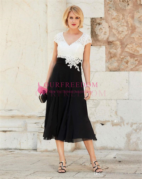 Elegant Cape Sleeve V Neck Mother Of The Bride Dresses Hollow Back Tea Length Formal Evening Mother Dresses Evening Wear Custom