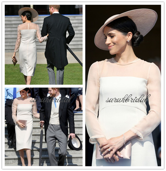 new British Royal wed events Meghan Markle elegant white chiffon and stain party gowns custom made Special Occasion celebrity Dresses