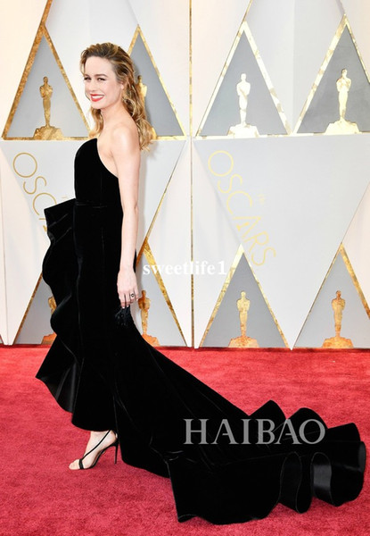 89th Annual Academy Awards Black Velvet Brie Larson Celebrity Dresses Sweetheart Fishtrain Elegant Red Carpet Dresses For Party Prom