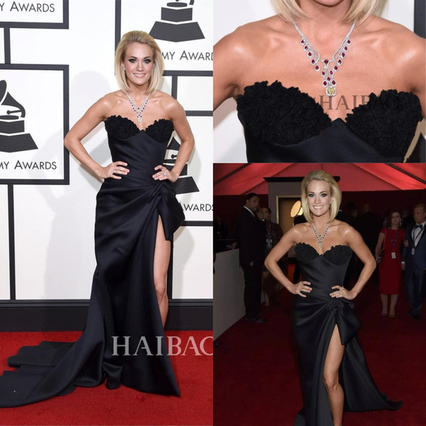 Carrie Underwood 58th Grammy Awards Sexy Celebrity Dresses 2016 High Side Split Sweetheart with Lace Appliques Formal Evening Gowns