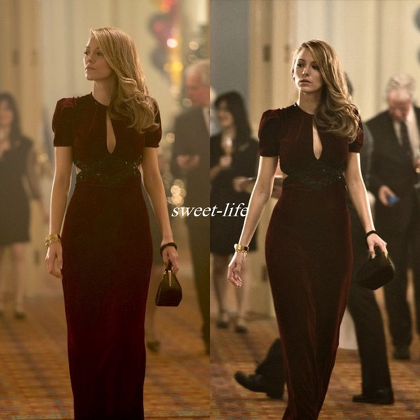 Beautiful Blake Lively Dresses Age of Adaline Film Sheath Sexy V Neck Short Sleeve Keyhole Neck 2016 Long Formal Dresses Party Evening Gowns