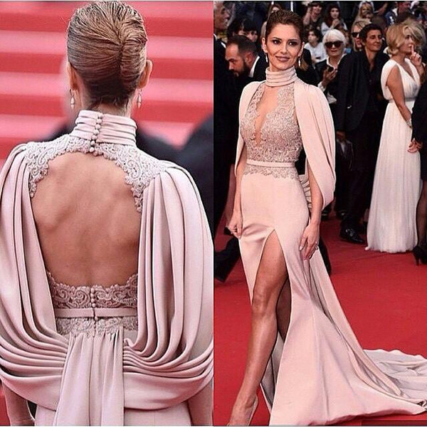 Fashion 2016 Slit Front Red Carpet Mermaid Backless Celebrity Dresses Sexy Evening Prom Gowns Pageant Dresses Custom Made