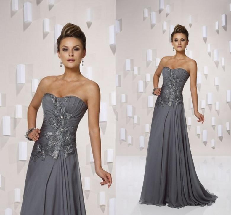 2014 New Arrival Lace Applique Strapless Sweetheart Sleeveless Front Applique Floor Length Ruffle Chiffon Celebrity Dress And Formal Dress