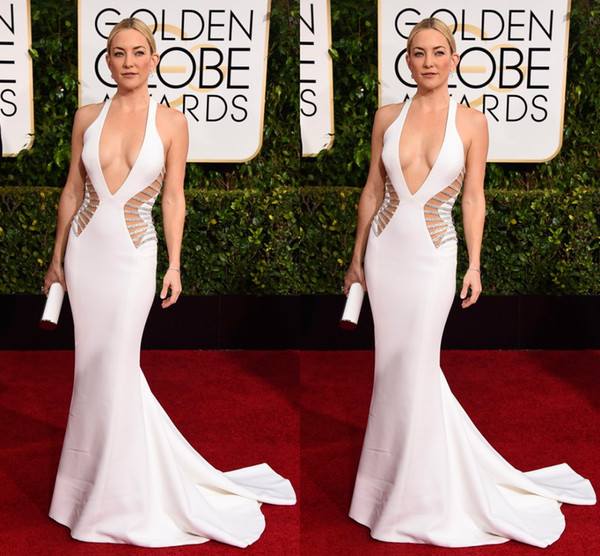 72nd Golden Globe Kate Hudson Long Celebrity Dresses Halter Sexy Satin Evening Prom Party Evening Dresses