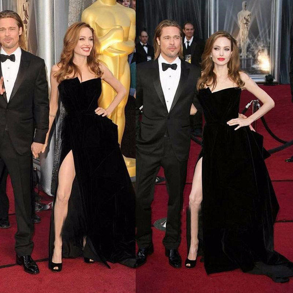Celebrity Runway A-line Black velvet 2017 Fashion evening dress Festival 12y Special Occasion fairy pregnant african side slit prom dress