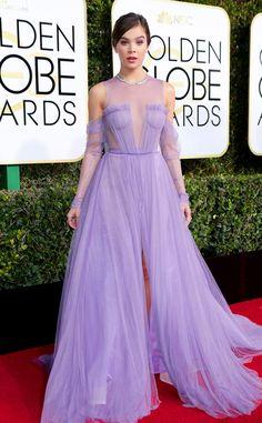 Hailee Steinfeld Lilac Tulle Formal Dress 74th Annual Golden Globe Awards Red Carpet Celebrity Dresses 2017 Gown