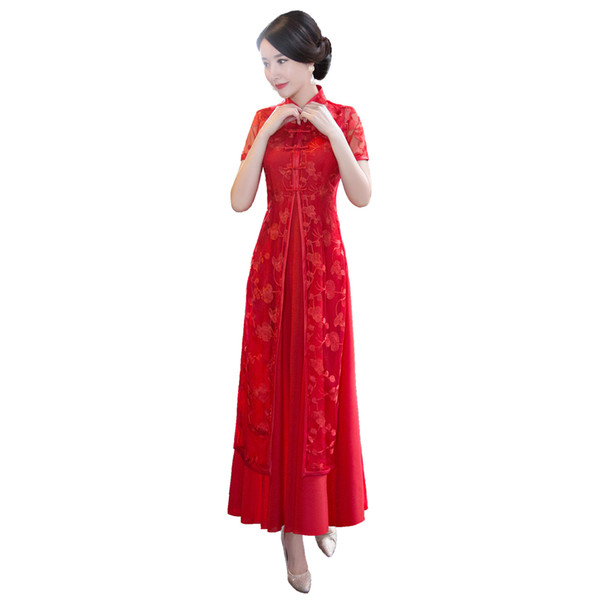 Shanghai Story New Arrival Spring Folk Style Aodai Vietnam Cheongsam Dress For Women Traditional Clothing ao dai