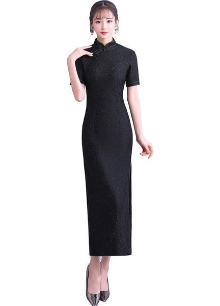 Shanghai Story Oriental Dress Chinese Traditional Dresses Long Cheongsam Sleeveless Lace Qipao Women's Chinese Dress 3 Color