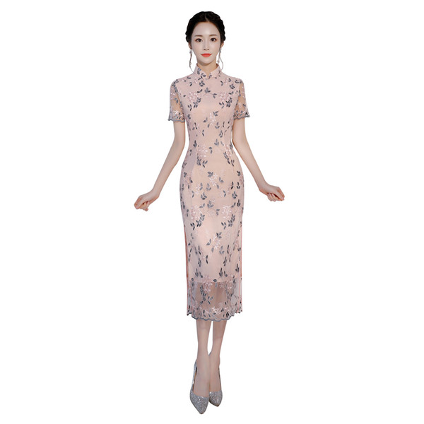 Shanghai Story 2022New Arrival Lace Qipao Girl's Chinese cheongsam dress Sexy Party dress Long Dress For Women