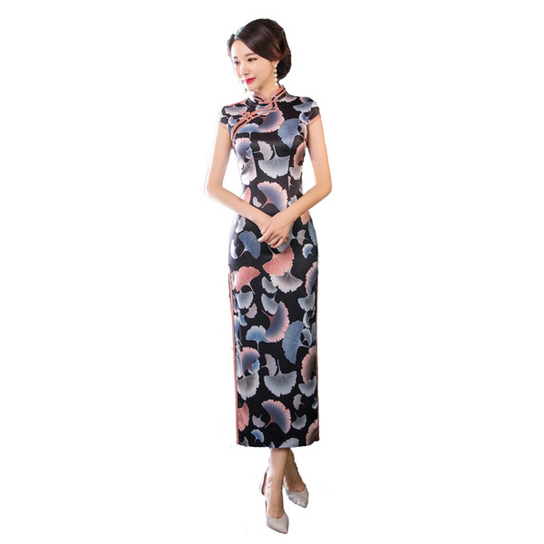 Shanghai Story 2022New Long Qipao Chinese Dress Flower Print Cheongsam Chinese Traditional Clothing Chinese Women's Clothing