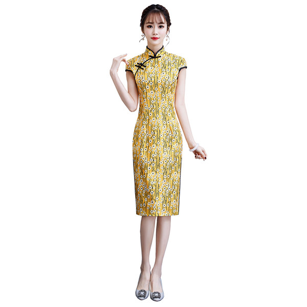 Shanghai Story Knee Length Qipao Faux Silk Chinese Traditional Dress Oriental dress Chinese Women's Clothing Lace Cheongsam