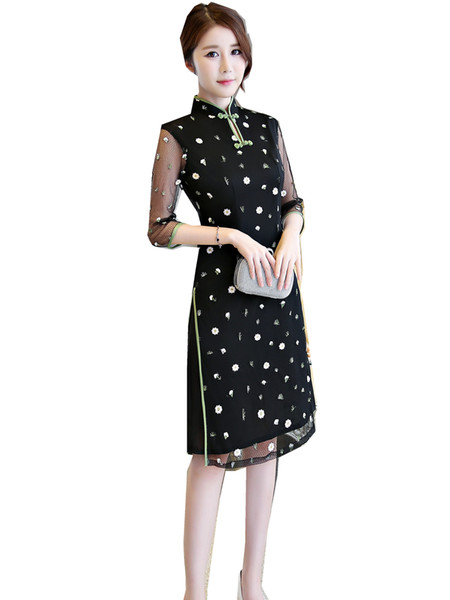 Shanghai Story Chinese Style Dress Vietnam aodai Chinese traditional dress cheongsam robe chinoise Qipao Dress 2 Color