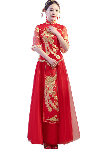 Shanghai Story 2022New Arrival Bride dress Chinese Traditional Clothing for Women cheongsam Xiuhe dress National style Dress